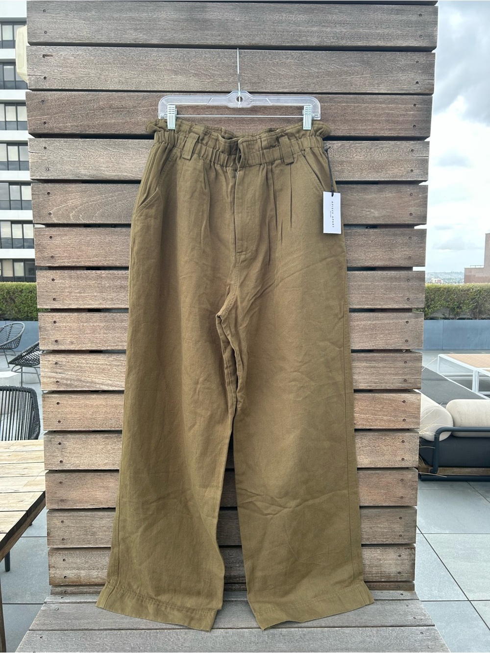 Apiece Apart Olive Wide-Leg Paperbag Pants